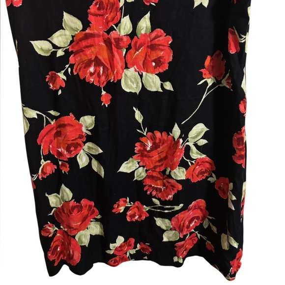 Laura Ashley Black Red Rose Shift Dress Size 14 - Picture 2 of 6